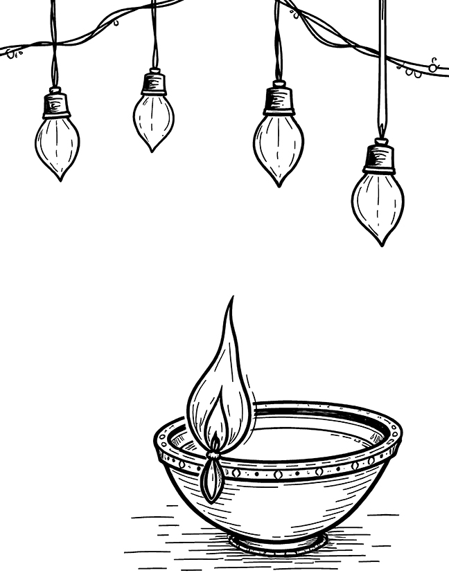 Diwali lights coloring page